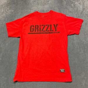 Grizzly Griptape T-Shirt Mens Medium Red Cotton Graphic Round Neck Short Sleeve